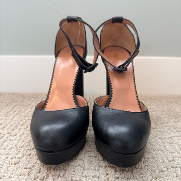 RED Valentino Black Platform Pumps Ankle Strap Block Heel Size 8 - Picture 6 of 8